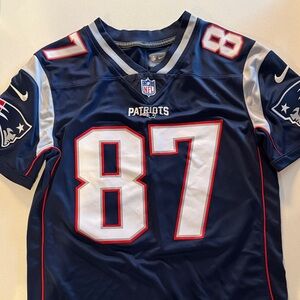 Nike Men’s Navy New England Patriots Gronkowski #87 Jersey White & Red Accents